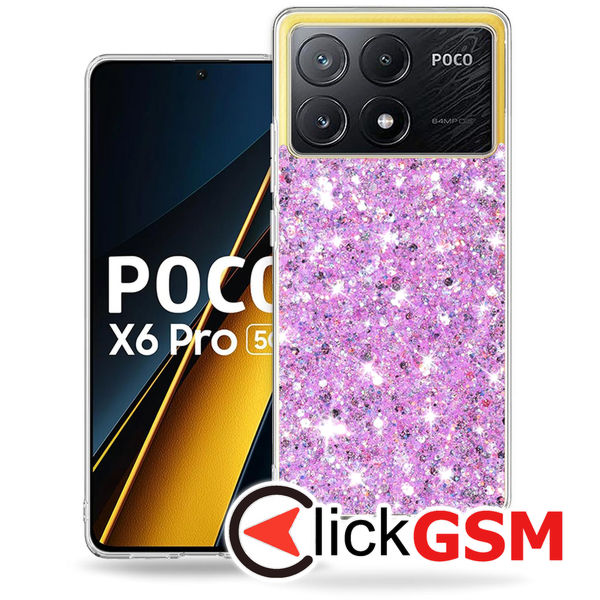 Husa Sparkly Glitter  magenta Xiaomi POCO X6 Pro 9ls