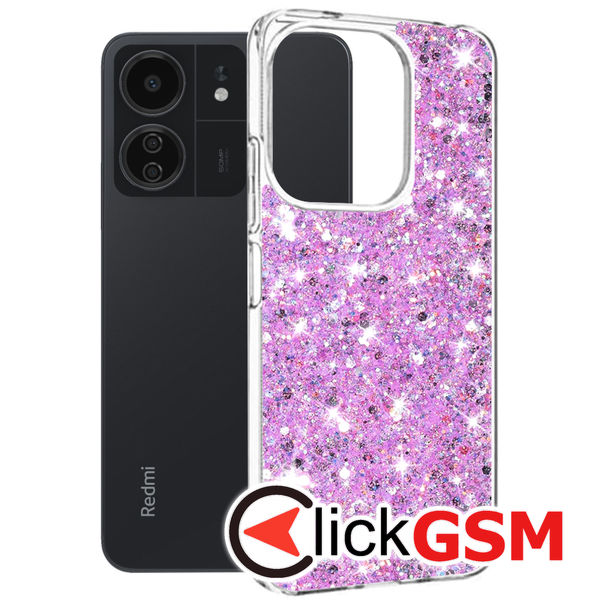 Husa Sparkly Glitter  magenta Xiaomi Redmi 13C 9ml