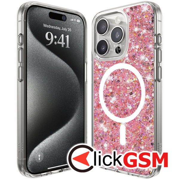 Husa Sparkly Glitter  roz Apple iPhone 16 Pro ge2