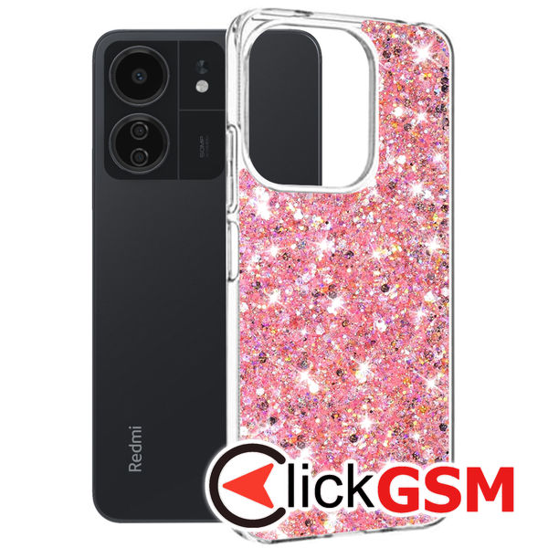 Husa Sparkly Glitter  roz Xiaomi Redmi 13C 9mi