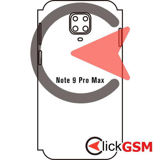Folie Protectie Completa Spate Skin Glitter Xiaomi Redmi Note 9 Pro Max 371a