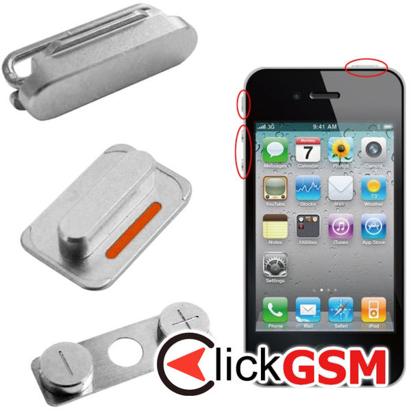 Piesa Buton Lateral Cu Butoane Volum Apple Iphone 4s 4f9q