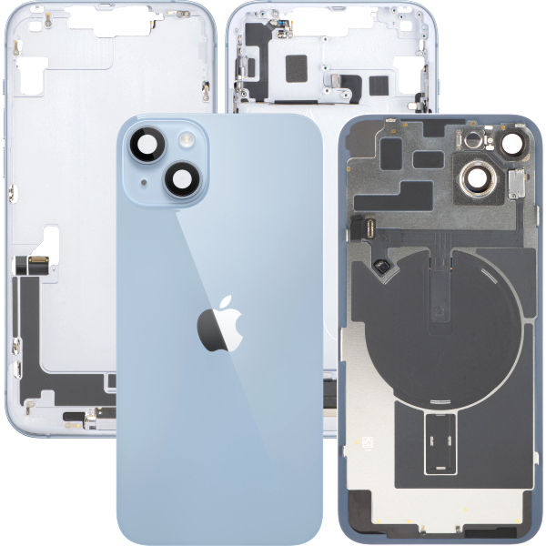Apple iPhone 14 Plus · Capac Baterie Apple iPhone 14 Plus, Cu Carcasa Mijloc, Full Parts, Albastru, (provine din dezmembrari) Premium