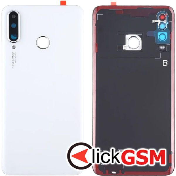 Piesa Piesa Capac Spate Cu Geam Camera Alb Huawei P30 Lite 4s1r