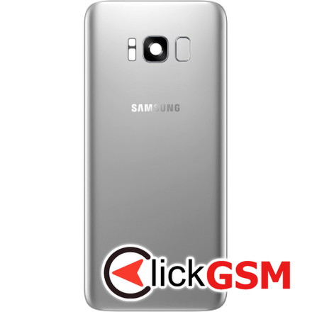 Capac Spate cu Geam Camera, Buton Amprenta Argintiu Samsung Galaxy S8 g7w