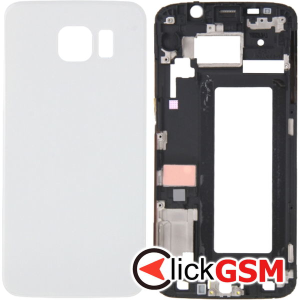 Piesa Capac Spate Cu Rama Display White Samsung Galaxy S6 Edge 4ojb