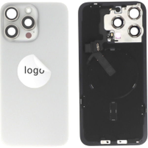 Apple iPhone 15 Pro Max · Capac spate Natural Titanium iPhone 15 Pro Max cu componente, Pulled A