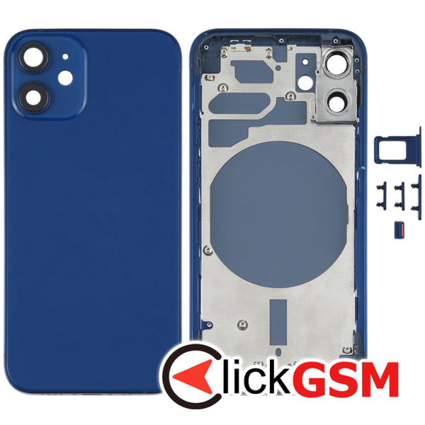 Piesa Carcasa Cu Capac Spate Geam Camera Si Suport Sim Blue Apple Iphone 12 Mini 4gw6