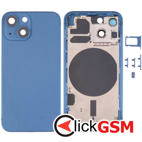 Piesa Carcasa Cu Capac Spate Geam Camera Si Suport Sim Blue Apple Iphone 13 Mini 4gjb