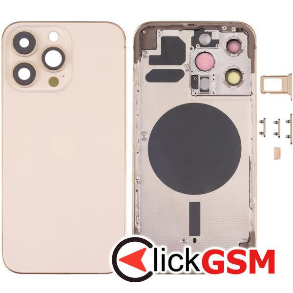 Piesa Carcasa Cu Capac Spate Geam Camera Si Suport Sim Gold Apple Iphone 13 Pro 4gf6