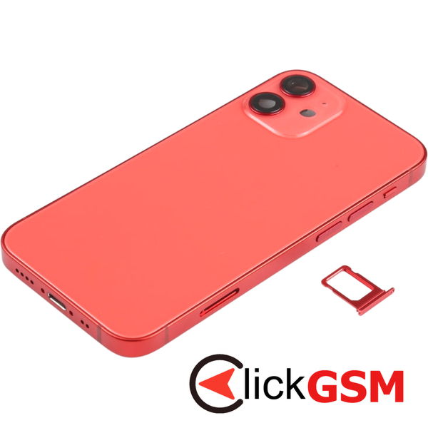 Piesa Carcasa Cu Capac Spate Si Geam Camera Red Apple Iphone 12 Mini 4gw1