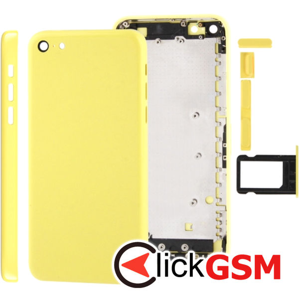 Piesa Carcasa Cu Capac Spate Si Suport Sim Galben Apple Iphone 5c 4f9c