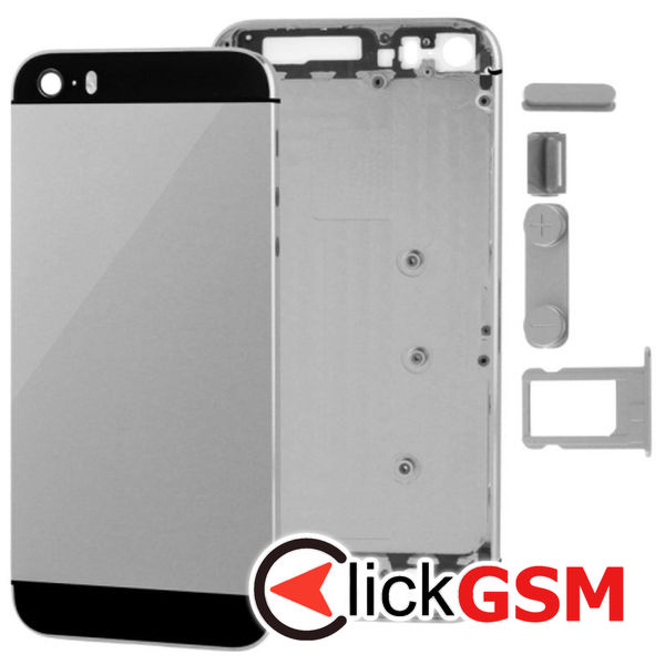 Piesa Piesa Carcasa Cu Capac Spate Si Suport Sim Grey Apple Iphone 5s 4fbh