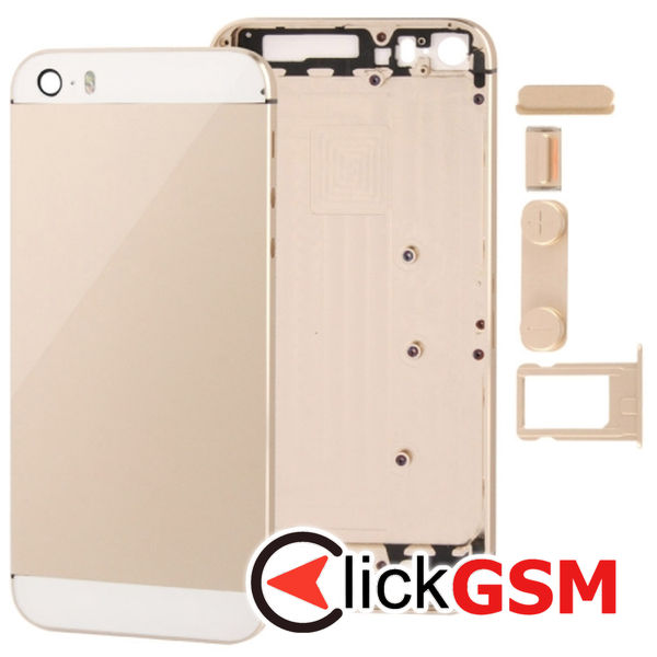 Piesa Piesa Carcasa Cu Capac Spate Si Suport Sim Light Gold Apple Iphone 5s 4fbg