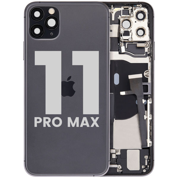 Apple iPhone 11 Pro Max · Back Housing W/ Charging Port Flex & Small Parts For iPhone 11 Pro Max (Used OEM Pull: Grade B) (Space Gray)