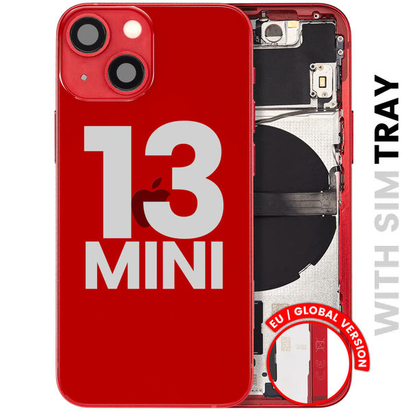 Apple iPhone 13 Mini · Back Housing W/ Small Parts For iPhone 13 Mini (EU / Global Version) (Used OEM Pull: Grade C) (Red)