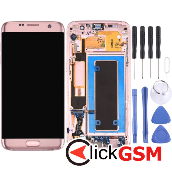 Piesa Display Cu Modul Incarcare Pink Samsung Galaxy S7 Edge 4ojt