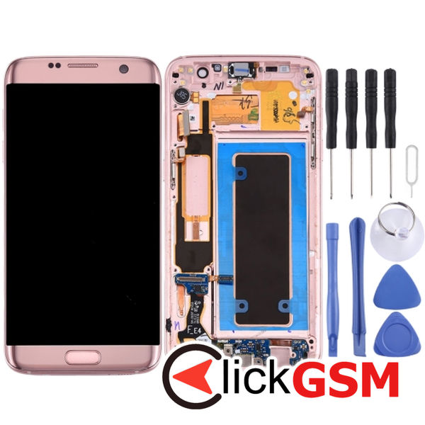 Piesa Display Cu Touchscreen Rama Si Modul Incarcare Pink Samsung Galaxy S7 Edge 4ojo