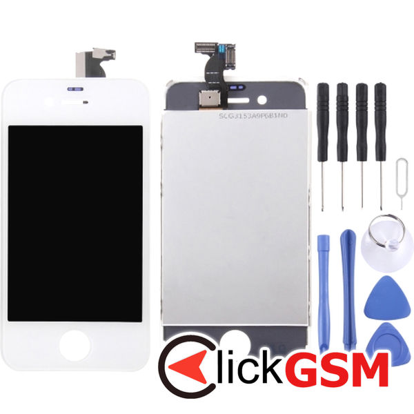 Piesa Display Cu Touchscreen Si Rama Alb Apple Iphone 4s 4f9l