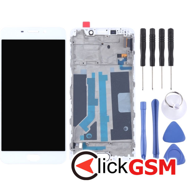 Piesa Display Cu Touchscreen Si Rama Alb Oppo R9 32d7