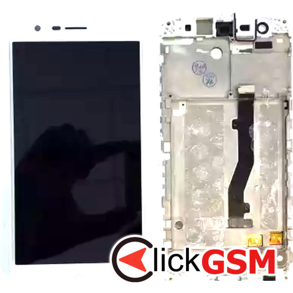 Piesa Display Cu Touchscreen Si Rama Alb Zte Blade V8 Lite 2mk4