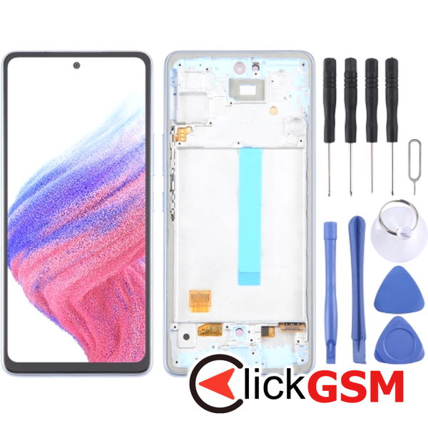 Piesa Display Cu Touchscreen Si Rama Albastru Samsung Galaxy A53 5g 4o3x