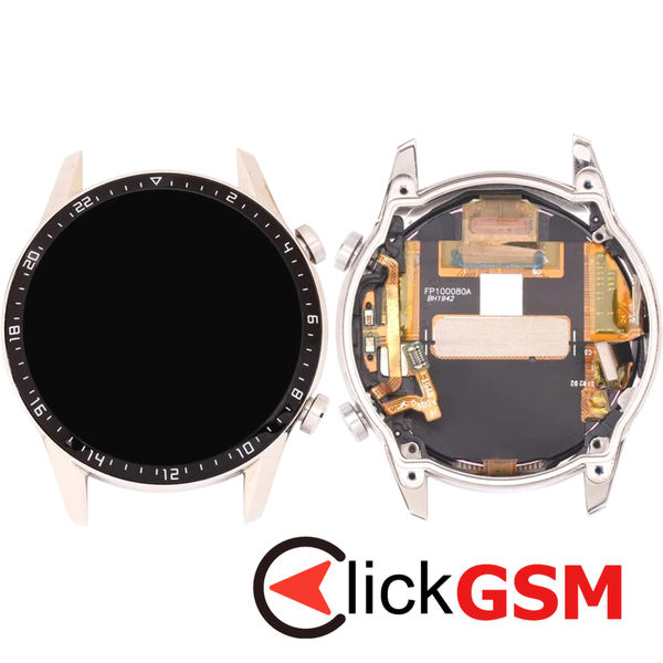 Piesa Display Cu Touchscreen Si Rama Argintiu Huawei Watch Gt2 46mm 4say