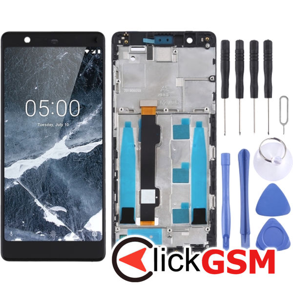 Piesa Display Cu Touchscreen Si Rama Black Nokia 5.1 49ln