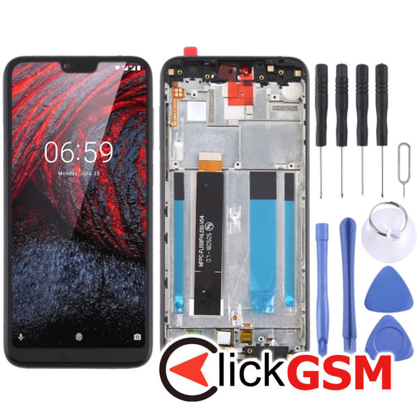 Piesa Display Cu Touchscreen Si Rama Black Nokia X6 49ko