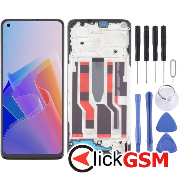 Piesa Display Cu Touchscreen Si Rama Black Oppo Reno8 Lite 5g 4hga