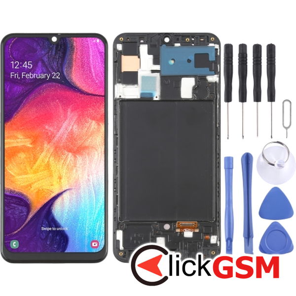 Piesa Display Cu Touchscreen Si Rama Black Samsung Galaxy A50 4ekj