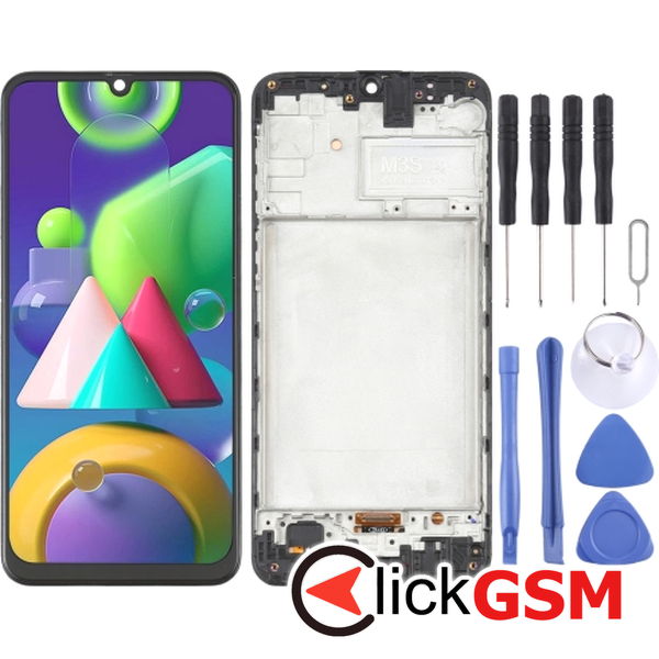 Piesa Display Cu Touchscreen Si Rama Black Samsung Galaxy M21 4ekh