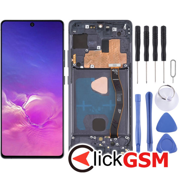 Piesa Display Cu Touchscreen Si Rama Black Samsung Galaxy S10 Lite 4enw