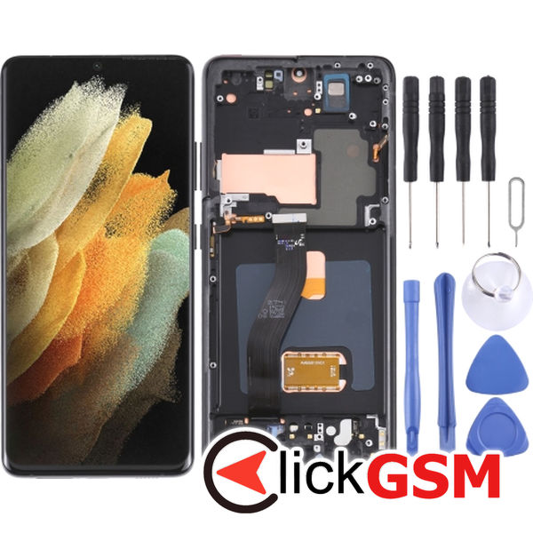 Piesa Display Cu Touchscreen Si Rama Black Samsung Galaxy S21 Ultra 5g 4ei5