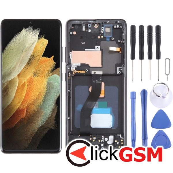 Piesa Piesa Display Cu Touchscreen Si Rama Black Samsung Galaxy S21 Ultra 5g 4eyr