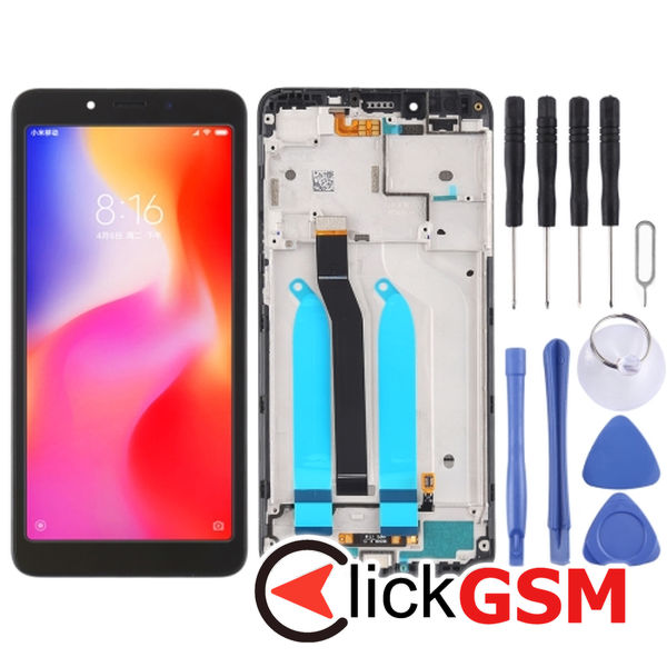 Piesa Display Cu Touchscreen Si Rama Black Xiaomi Redmi 6a 25jd