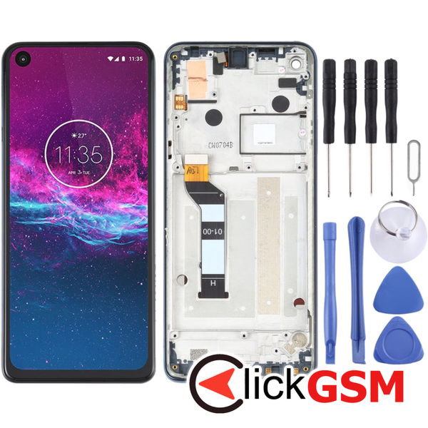 Piesa Display Cu Touchscreen Si Rama Blue Motorola One Action 22rt