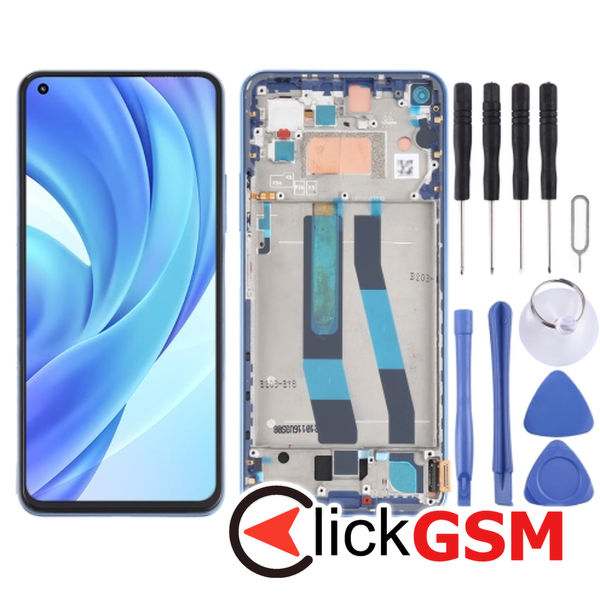 Piesa Display Cu Touchscreen Si Rama Blue Xiaomi Mi 11 Lite 25zh