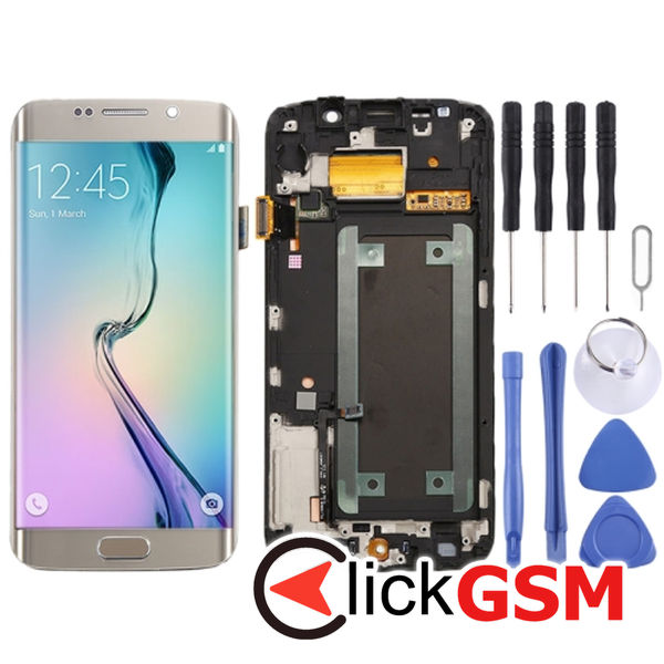 Piesa Piesa Display Cu Touchscreen Si Rama Gold Samsung Galaxy S6 Edge 4eiq