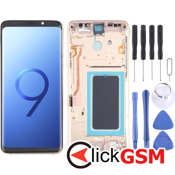 Piesa Display Cu Touchscreen Si Rama Gold Samsung Galaxy S9.plus 4f1l