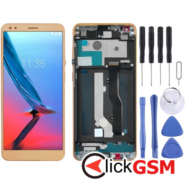 Piesa Display Cu Touchscreen Si Rama Gold Zte Blade V9 1y97