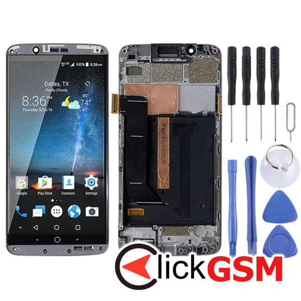 Piesa Display Cu Touchscreen Si Rama Grey Zte Axon 7 1y6s