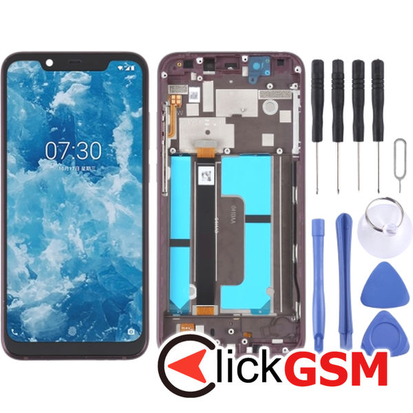 Piesa Piesa Display Cu Touchscreen Si Rama Mov Nokia X7 49r5