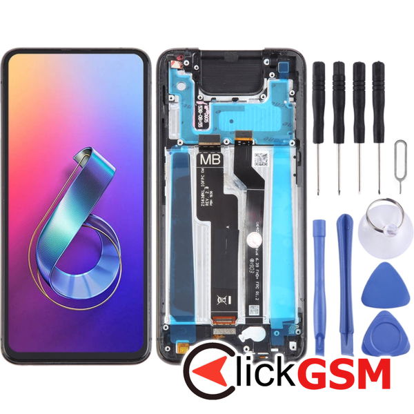 Piesa Display Cu Touchscreen Si Rama Negru Asus Zenfone 6 24xk