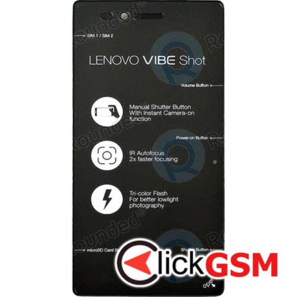 Piesa Piesa Display Cu Touchscreen Si Rama Negru Lenovo Vibe Shot 1l3t