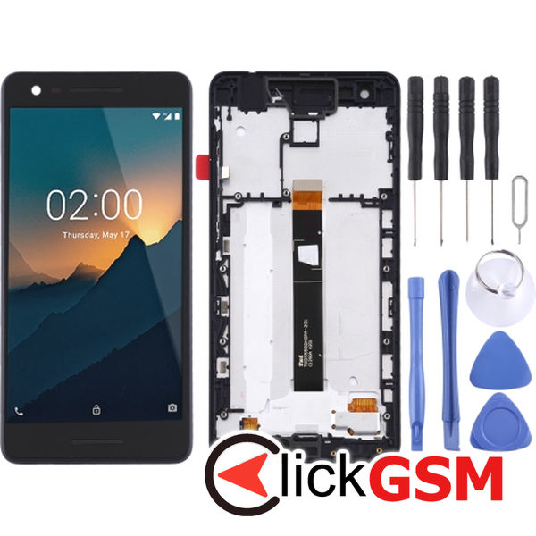 Piesa Display Cu Touchscreen Si Rama Negru Nokia 2 49lo