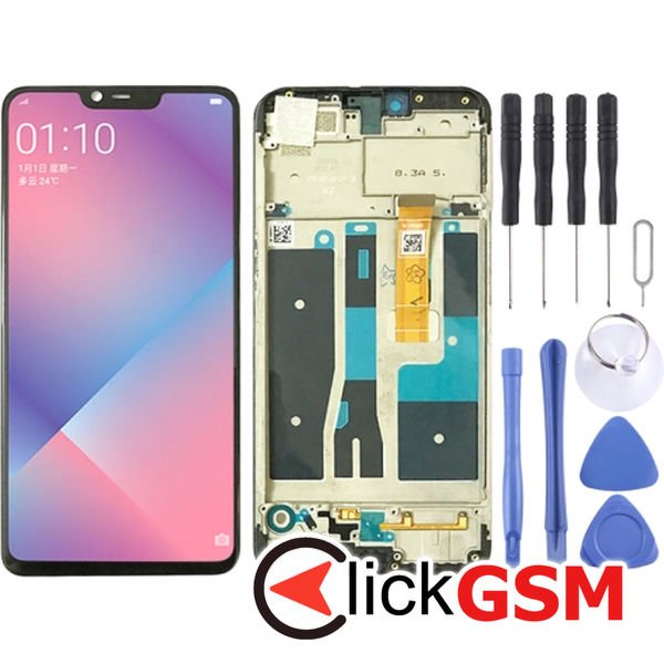 Piesa Display Cu Touchscreen Si Rama Negru Oppo A3s 1xth