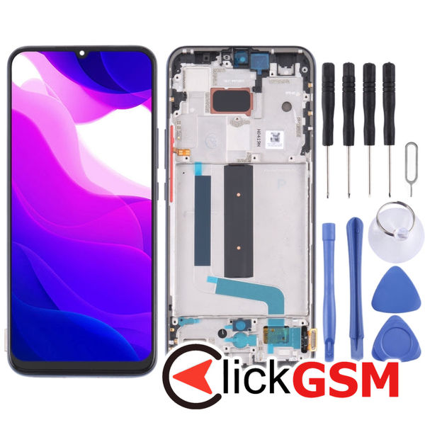 Piesa Display Cu Touchscreen Si Rama Negru Xiaomi Mi 10 Lite 5g 260g