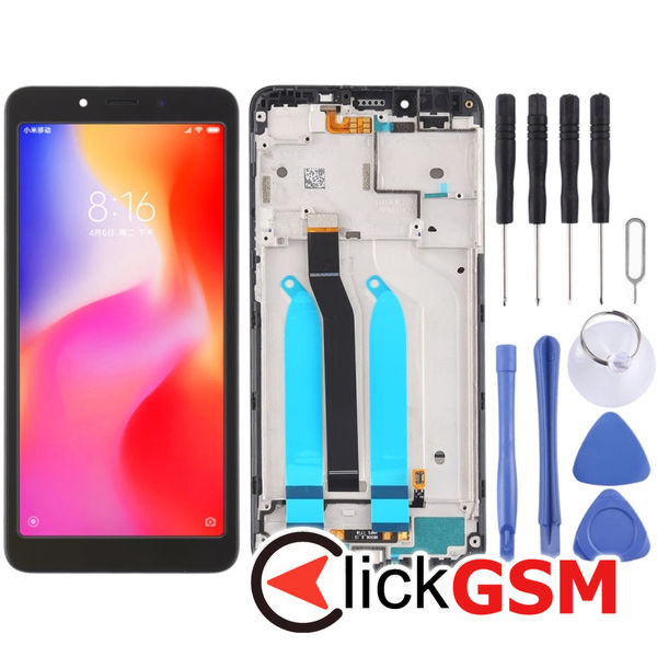 Piesa Display Cu Touchscreen Si Rama Negru Xiaomi Redmi 6a 25jd