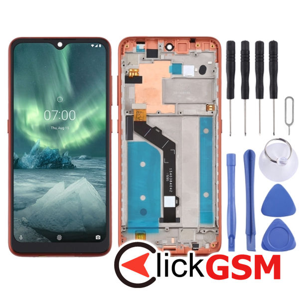 Piesa Piesa Display Cu Touchscreen Si Rama Orange Nokia 6.2 4nqn